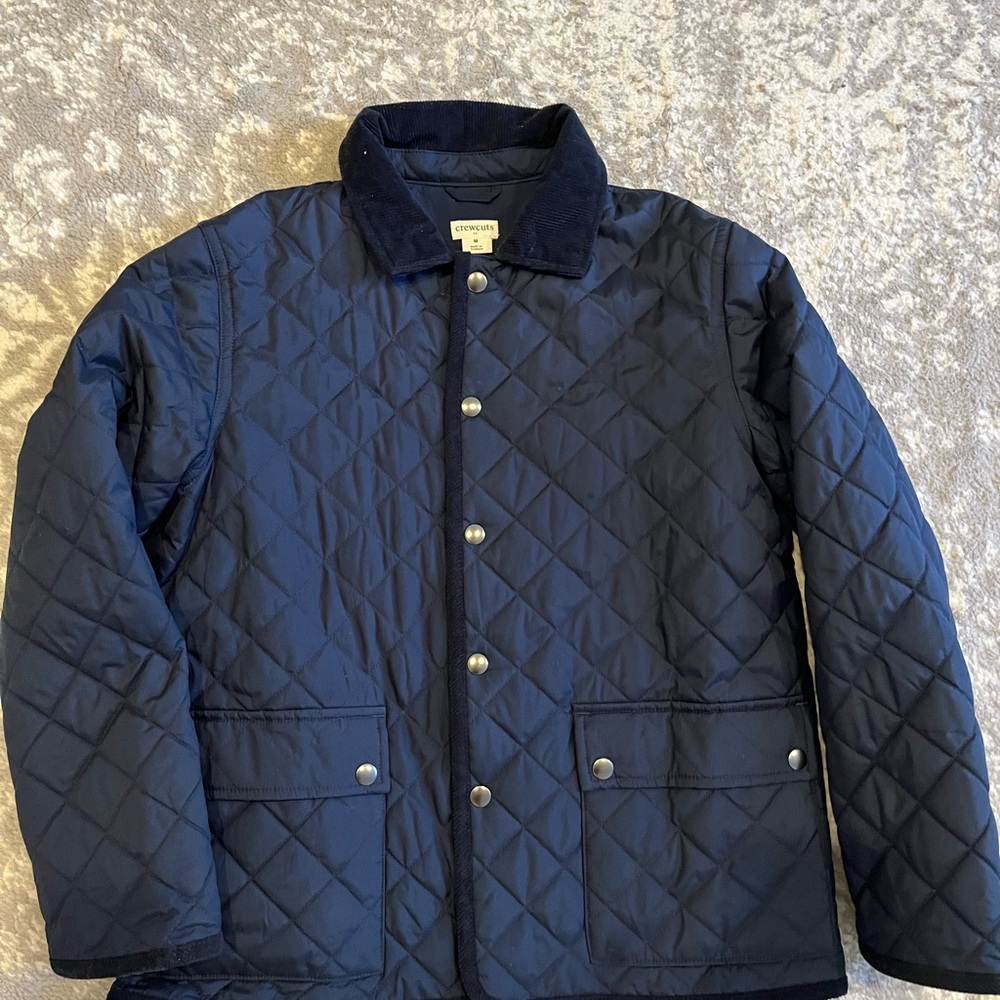 J. Crew Navy Quilted Puffer Jacket boys size M .
